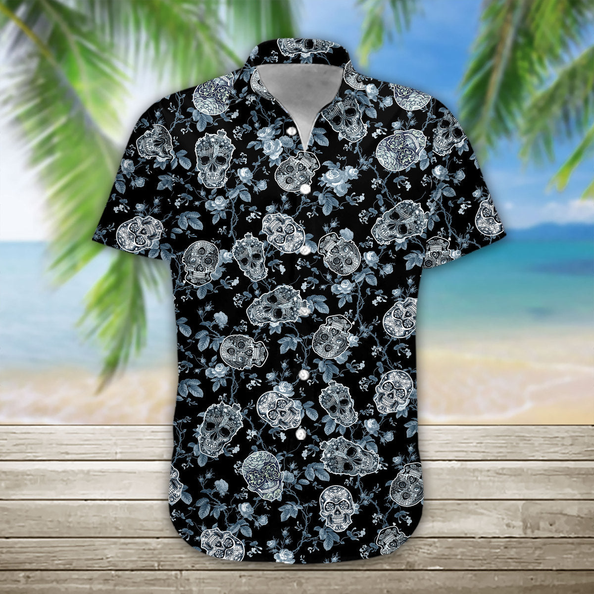 3D-Zuckerschädel-Hawaiihemd