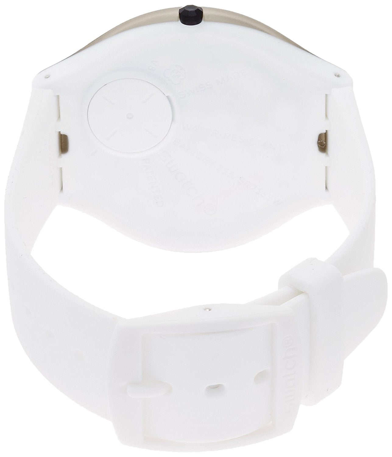 Swatch Skin Skinclass Unisex-Armbanduhr mit weißem Zifferblatt und Silikonarmband SVUM101