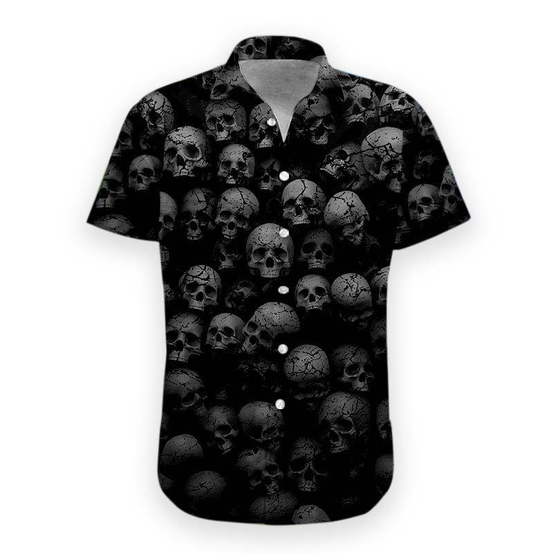 Hawaiihemd mit 3D-Totenkopf