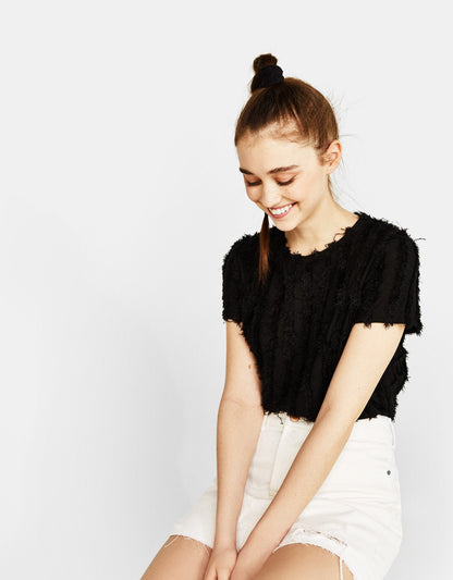 Faux fur T-shirt