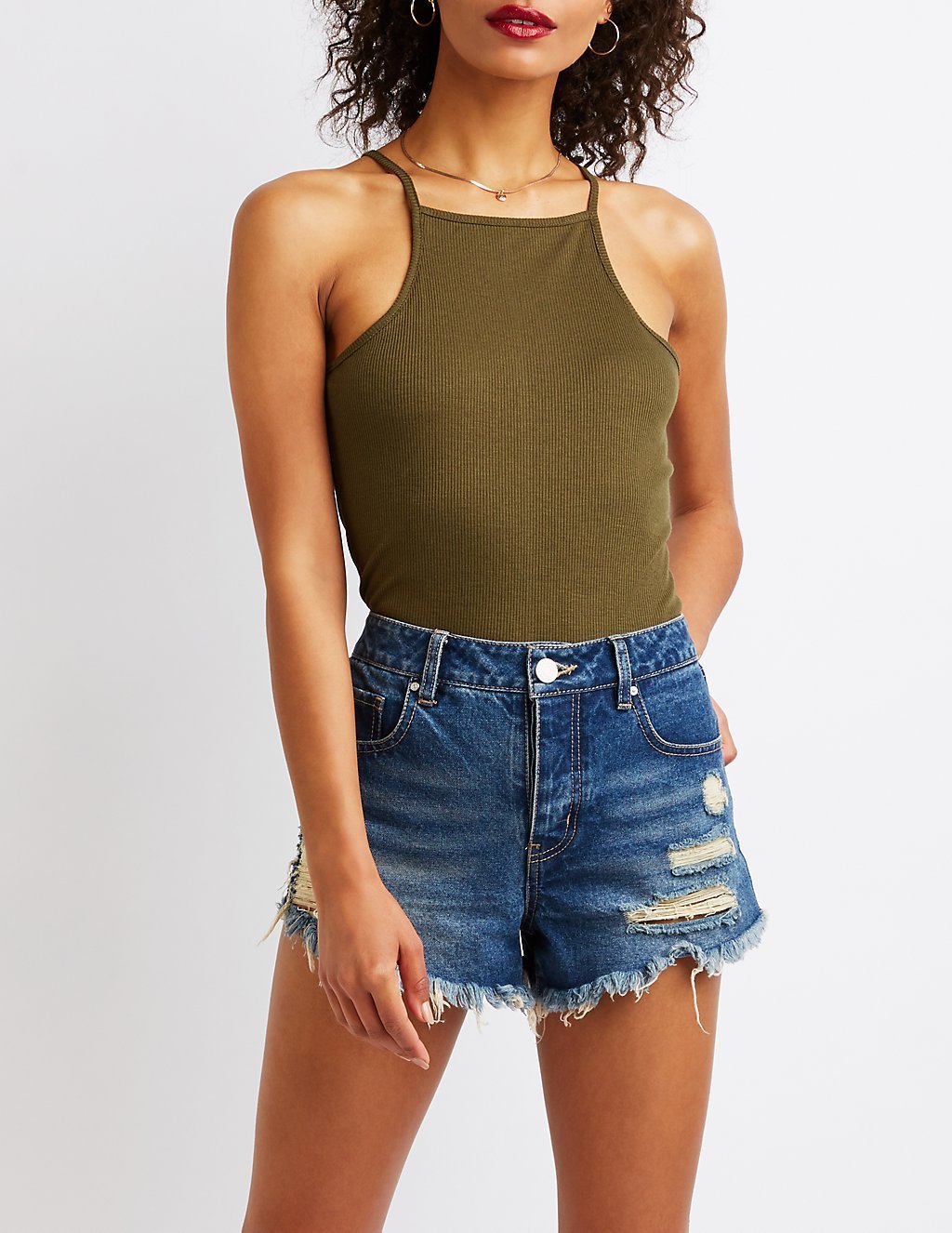 High Neck Ribbed Bodysuit