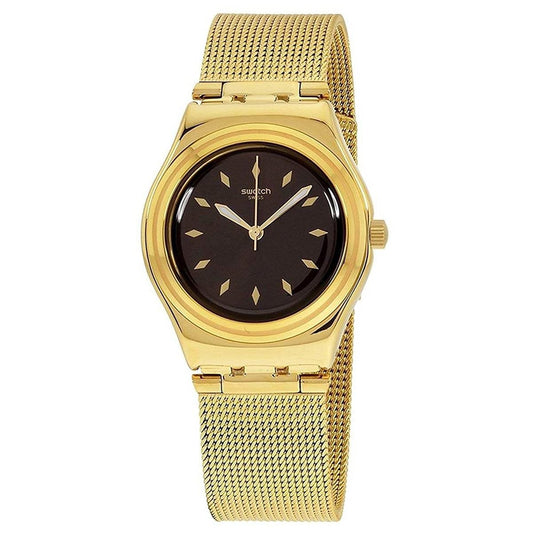 Swatch Irony Losange Brown Dial Stainless Steel Ladies Watch YLG133M