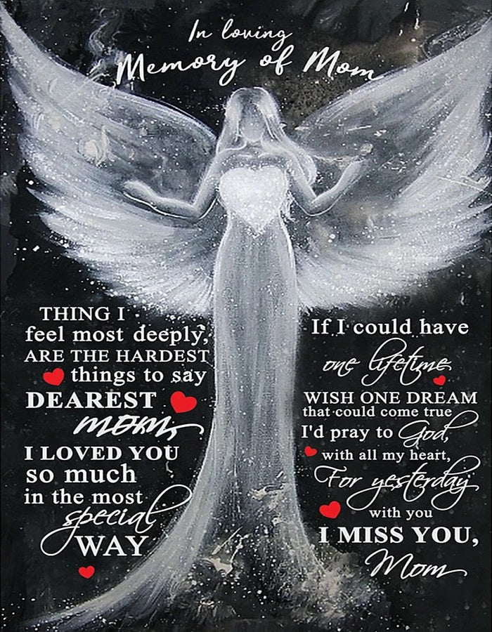 Mom Canvas, Best Gift For Mother's Day, In Loving Memory Of Mom Angel Black Canvas Wall Art