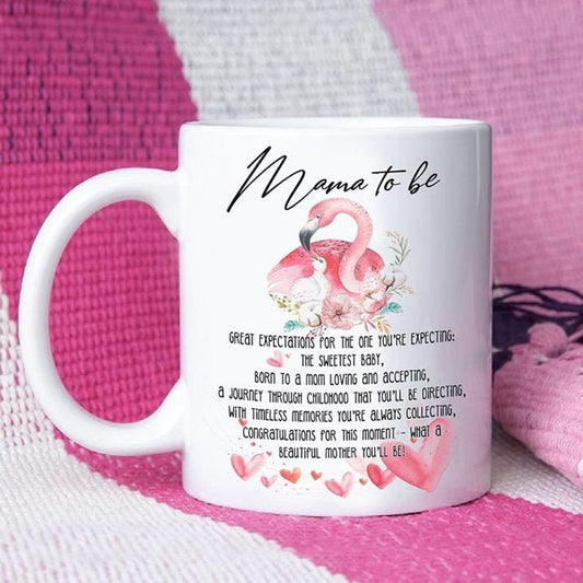 Mama To Be Mug, New Parents Gift, Flamingo Mug, Pregnancy Announcement Mug, Mama Coffee Mug, Mother's Day Gift