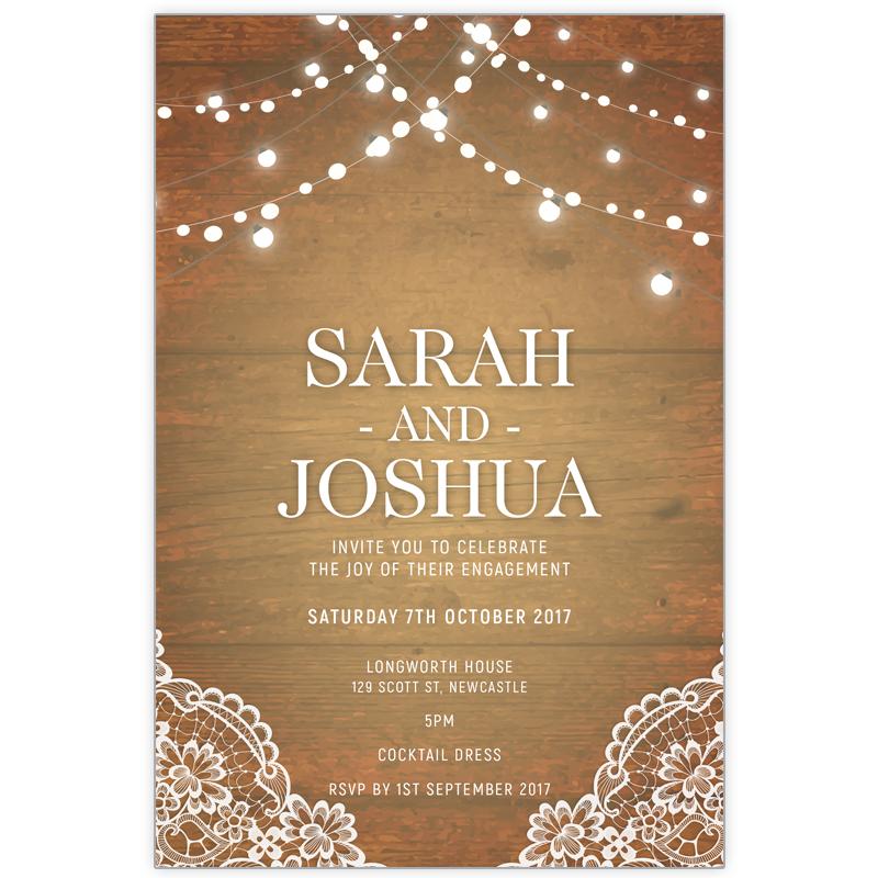 party festoon lights engagement invitation